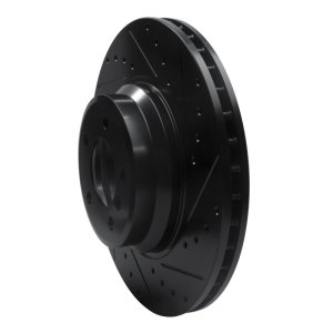 BMW 760LI Brake Rotor (1) - Front Right - R1 Concepts - Drilled & Slotted - Black - `02-`08